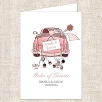 Just Married Vintage Car Order of Service Booklet