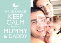 Keep Calm Baby Card for Mummy & Daddy - Personalised With Photo Upload - A6 - By Funky Pigeon
