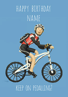 Keep On Pedalling Personalised Card - A6 - By Funky Pigeon