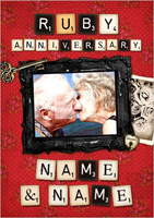 Letters Ruby 40th Wedding Anniversary Card for Couple - Personalised with Photo Upload - A6 - By Funky Pigeon
