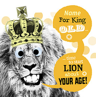 Lion About Your Age Personalised Birthday Card - Punny Farm - Large Square - By Funky Pigeon