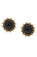 Louche Fancy Edge Black Stud Earrings