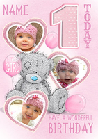 Me To You - Multi Photo Upload 1st Birthday Card Girl - A5 - By Funky Pigeon