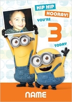 Minions - Photo Upload 3rd Birthday - Large (A4) - By Funky Pigeon