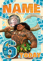 Moana Maui Photo Upload Age 6 Birthday Card - Giant - By Funky Pigeon