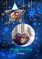 Moon & Stars Personalised Birthday Card - Large (A4) - By Funky Pigeon