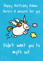 Myth Out Unicorn Personalised Card - A6 - By Funky Pigeon