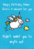 Myth Out Unicorn Personalised Card - Large (A4) - By Funky Pigeon