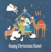 Nativity Scene Christmas Card - Personalised - Square - By Funky Pigeon