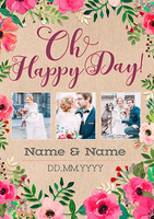 Neon Blush - Multi Photo Upload Happy Day Wedding Card - Giant - By Funky Pigeon