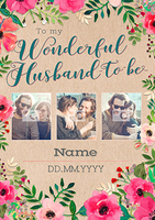 Neon Blush - Multi Photo Upload Husband-to-be Card - Large (A4) - By Funky Pigeon