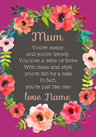 Neon Blush - Mum Verse Card - A5 - By Funky Pigeon