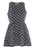 Neon Rose Acid Wash Polka Dot Denim Dress