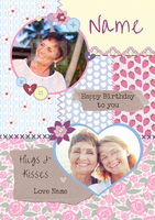 Patchwork - Birthday Card Hugs and Kisses - Large (A4) - By Funky Pigeon