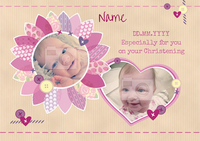 Patchwork Girl Christening Card - Personalied With Photo Upload - Giant - By Funky Pigeon