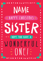Personalised Sister Christmas Card - A5 - By Funky Pigeon
