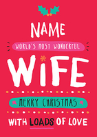 Personalised Wife Christmas Card - A5 - By Funky Pigeon