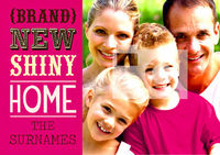 Pink Shiny New Home Card - Personalised With Photo Upload - Large (A4) - By Funky Pigeon