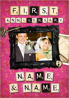 Romantic Letters First Wedding Anniversary Card for Couple - Personalised with Photo Upload - Giant - By Funky Pigeon