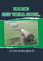 Sheep Gets It Funny Get Well Soon Card - Personalised - Large (A4) - By Funky Pigeon