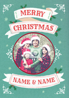 Simple Green Merry Christmas Card - Personalised With Photo Upload - A6 - By Funky Pigeon