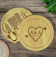 Sketch Heart Round Personalised Cheese Board