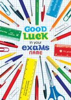 Stationary Good Luck In Your Exams Card - Personalised - Large (A4) - By Funky Pigeon