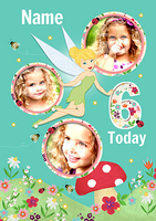 Tinker Bell Age 6 Multi Photo Birthday Card - Large (A4) - By Funky Pigeon
