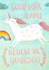 Unicorn Good Luck Card - Personalised - Large (A4) - By Funky Pigeon