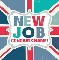 Union Jack New Job Congratulations Card - Personalised - Square - By Funky Pigeon