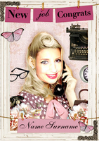 Vintage New Job Congratulations Card - Personalised With Photo Upload - A5 - By Funky Pigeon