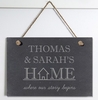 Where our story begins slate hanging sign