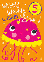 Wibbly Wobbly 5th Birthday Card - Large (A4) - By Funky Pigeon