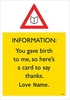 You Gave Birth To Me Personalised Card - A5 - By Funky Pigeon