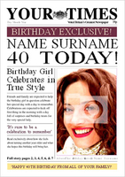 Your Times - Her 40th - Large (A4) - By Funky Pigeon