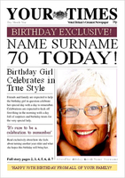 Your Times - Her 70th - A5 - By Funky Pigeon