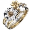 Virtue Flora Sterling Silver & 9ct Gold Stack Ring Set