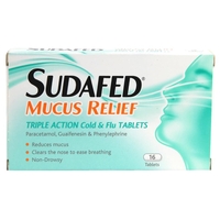 Sudafed Mucus Relief Triple Action Cold & Flu 16 Tablets
