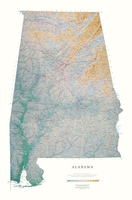 Alabama State Physical Wall Map