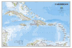 Caribbean NGS Classic Wall Map ENCAPSULATED