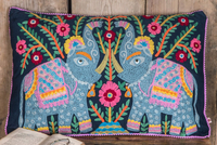 Dancing Elephant Cushion Black