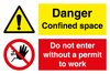 Danger Confined Space Do Not Enter without a Permit to Work