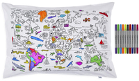 Doodle World Map Pillowcase