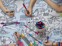 Doodle World Map Tablecloth