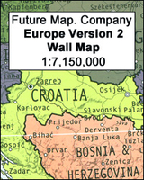 Europe: Future Map Company Wall Map,  Version 02 lemon - orange - thistle - khaki PAPER