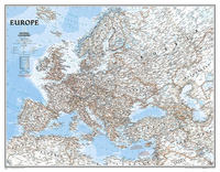 Europe NGS Classic Wall Map LARGE ENCAPSULATED