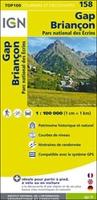 Gap - Briançon - Barcelonnette - Ecrins NP - PNR du Queyras IGN Top100 Map 158