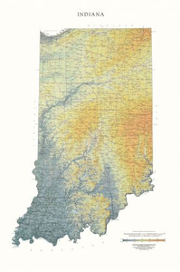 Indiana State Physical Wall Map