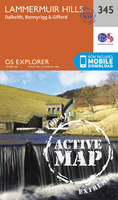 Lammermuir Hills - Dalkeith,  Bonnyrigg & Gifford OS Explorer Active Map 345 (waterproof)