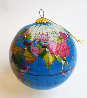Large World Map Glass Bauble